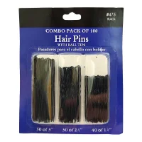 Шпильки для волосся 3 в 1 (чорні) 100 шт Hair Pins Combo Pack #475 Y.R.E