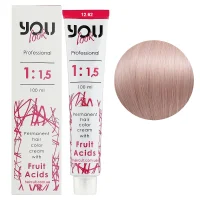 12/62 Крем-фарба стійка з фруктовими кислотами, 100 мл Permanent hair color cream You look Professional (суперосвітлювальний блондин рожево-перламутровий)