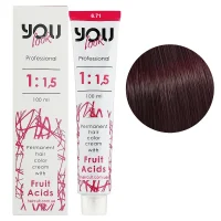 6/71 Крем-фарба стійка з фруктовими кислотами, 100 мл Permanent hair color cream You look Professional (темний блондин шоколадно-попелястий)