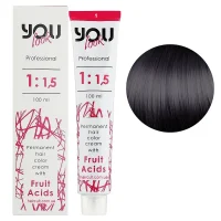 1 Крем-фарба стійка з фруктовими кислотами, 100 мл Permanent hair color cream You look Professional (чорний)