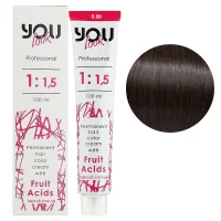 5/00 Крем-фарба стійка з фруктовими кислотами, 100 мл Permanent hair color cream You look Professional (світлий шатен інтенсивний)