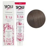 8/11 Крем-фарба стійка з фруктовими кислотами, 100 мл Permanent hair color cream You look Professional (світлий блондин попелястий інтенсивний)