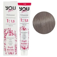 7/21 Крем-фарба стійка з фруктовими кислотами, 100 мл Permanent hair color cream You look Professional (блондин перламутрово-попелястий)