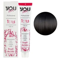 3 Крем-фарба стійка з фруктовими кислотами, 100 мл Permanent hair color cream You look Professional (темний шатен)