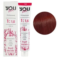 7/43 Крем-фарба стійка з фруктовими кислотами, 100 мл Permanent hair color cream You look Professional (блондин мідно-золотистий)