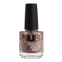 Лак для нігтів NUB Nail Polish №102 Прозорий з голографічними та рожевими блискітками різних розмірів, 14 мл 