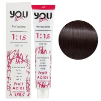 4/7 Крем-фарба стійка з фруктовими кислотами, 100 мл Permanent hair color cream You look Professional (шатен шоколадний)