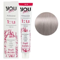 12/12 Крем-фарба стійка з фруктовими кислотами, 100 мл Permanent hair color cream You look Professional (суперосвітлювальний блондин попелясто-перломутровий)