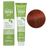 7/43 Стійка крем-фарба для волосся, 100 мл Hair Color Cream PERMANENT GLAMOUR You look Professional (блондин мідно-золотистий)