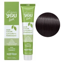4/38 Стійка крем-фарба для волосся, 100 мл Hair Color Cream PERMANENT GLAMOUR You look Professional (каштановий шоколадний)
