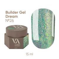 Гель для нарощування нігтів з блискітками VALERI Builder Gel Dream №026, 15 мл