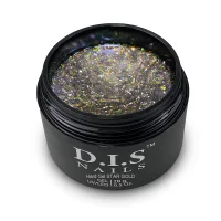 Гель моделюючий з блискітками D.I.S.Nails Hard Cover STAR GOLD Золоті блискітки, 28 г