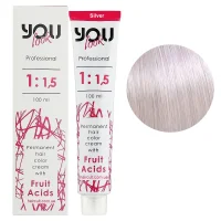 Сріблястий (Silver) Крем-фарба стійка з фруктовими кислотами, 100 мл Permanent hair color cream You look Professional