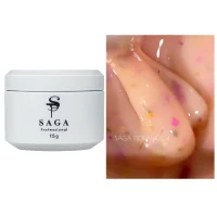 Гель рідкий для зміцнення нігтів SAGA Professional Liquid FLORAL Gel №04 Молочно-кремовий з сухоцвітами, 15 мл  