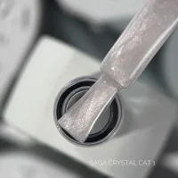 Гель-лак SAGA Professional Gel Polish Crystal Cat №01 Бежево-сріблястий нюд з ефектом котячого ока, 10 мл 