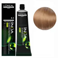 8/3 Фарба для волосся стійка без аміаку, 60мл No-Ammonia Permanent Color  INOA L`Oreal Professionnel (Світлий блондин золотистий)