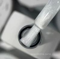 Гель-лак SAGA Professional Gel Polish Crystal Cat №06 Напівпрозоре срібло з ефектом котячого ока, 10 мл 