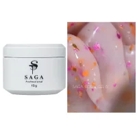 Гель рідкий для зміцнення нігтів SAGA Professional Liquid FLORAL Gel №06 Теплий молочний з сухоцвітами, 15 мл  