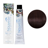 4/7 Крем-фарба для волосся перманентна, 100 мл Hair Color Nouvelle (коричневий каштановий)