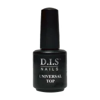 Фінішне покриття для гелю та гель-лаку, без липкого шару D.I.S.Nails Universal Top No Wipe, 15 мл