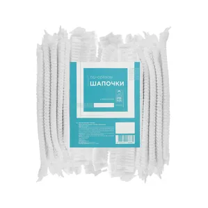Шапочка одноразова універсальна "гармошка" зі спанбонду (1 шт.), колір: БІЛИЙ Monaco Style
