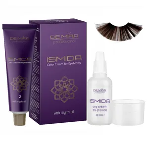 Крем-фарба для брів та вій тон 2 (коричневий), 20 мл + 20 мл Color Cream for Eyebrows ISMIDA DeMira Professional