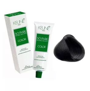 1 Чорний натуральний Фарба для волосся перманентна без аміаку, 60 мл SO PURE Color KEUNE