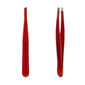 Пінцет для брів "ЧЕРВОНИЙ" EXPERT 11 TYPE 4r (вузький скошений) TE-11/4r STALEKS PRO