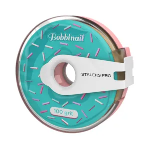 Змінний файл-стрічка на клейовій основі в пластиковій котушці Bobbinail EXPERT 100 грит (7 метрів) AT-100 STALEKS PRO