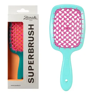 Щітка для волосся продувна ( колір: Бірюзовий з рожевою серединкою ) TURQUOISE PINK Standart SUPERBRUSH Janeke