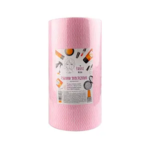 Рушники 30*50 см зі спанлейсу 60 г/м2 (В РУЛОНІ, СІТКА, колір рожева хвиля), 100 шт Panni Mlada