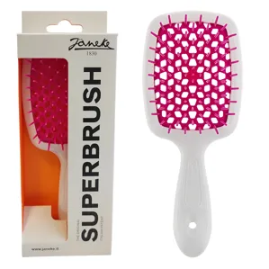 Щітка для волосся продувна ( колір: Білий з рожевою серединкою ) WHITE PINK Standart SUPERBRUSH Janeke