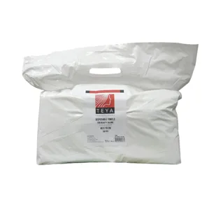 Рушники 40*70 см зі спанбонду та 30% віскози (В ПАЧЦІ, ТИСНЕНІ, білий колір), 50 шт TEYA Professional