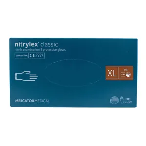Рукавички нітрилові, нестерильні, неприпудрені, розмір XL (100 шт), колір: БЛАКИТНИЙ Nitrylex Classic Mercator Medical