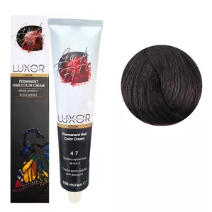 4/7 Коричневий шоколадний Стійка крем-фарба для волосся, 100мл  Permanent Hair Color Cream LUXOR Professional 