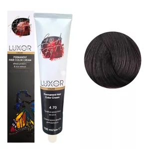 4/70 Коричневий інтенсивний шоколадний Стійка крем-фарба для волосся, 100мл  Permanent Hair Color Cream LUXOR Professional 