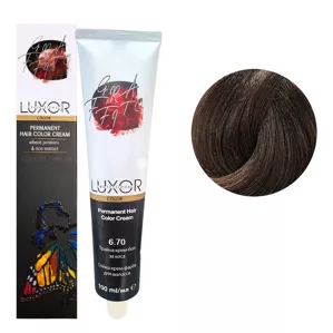 6/70 Темний блондин інтенсивний шоколадний  Стійка крем-фарба для волосся, 100мл  Permanent Hair Color Cream LUXOR Professional 