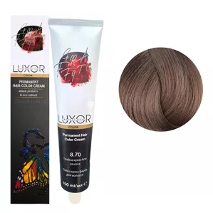 8/70 Світлий блондин інтенсивний шоколадний  Стійка крем-фарба для волосся, 100мл  Permanent Hair Color Cream LUXOR Professional 