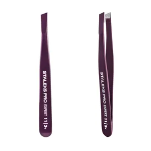 Пінцет для брів "ФІОЛЕТОВИЙ" EXPERT 11 TYPE 3v (широкий скошений) TE-11/3v STALEKS PRO