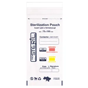 Крафт-пакет для стерилізації, розмір: 75*150, колір: Білий, 100 шт ProSteril 