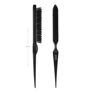Щітка пряма для начосу волосся у 3 ряди з натуральною щетиною, чорна 02452/16768 Eurostil