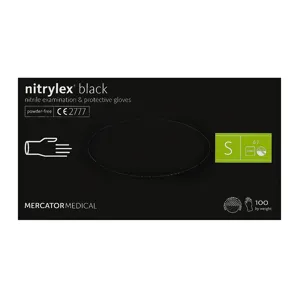 Рукавички нітрилові, нестерильні, неприпудрені, розмір S (100 шт), колір: ЧОРНИЙ Nitrylex Black Mercator Medical