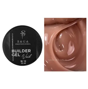 Гель для нарощування на укріплення нігтів камуфлюючий, 15 мл №012 Veil Builder Gel SAGA Professional