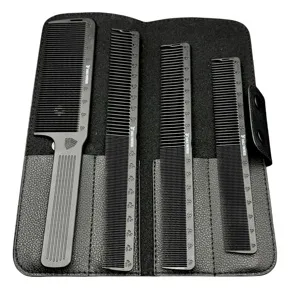 Набір карбонових гребінців для барберів "Eagle Fortress" (4 шт + чохол) JF012 PROLine