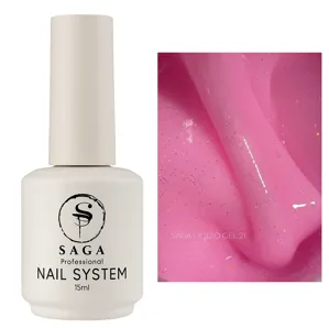 Гель рідкий для зміцнення нігтів з шимером, 15 мл №21 Liquid Gel SAGA Professional