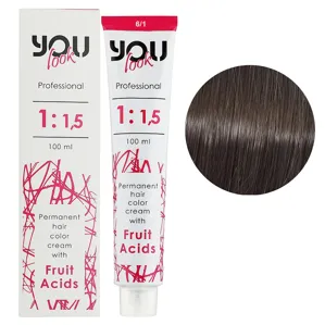 6/1 темний блондин попелястий Крем-фарба стійка з фруктовими кислотами, 100 мл You look Professional