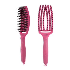 Щітка для волосся комбінована нейлон з щетиною FINGERBRUSH  ICONIC BOAR&NYLON Колір: Hot Pink "M" ID1200 Olivia Garden 