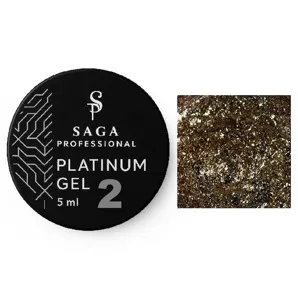 Гель-фарба з поталлю, 5 мл Колір: Золотий, металік №02 Platinum Gel SAGA Prpfessional
