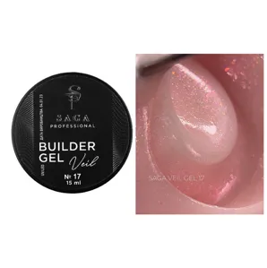 Гель для нарощування на укріплення нігтів камуфлюючий, 15 мл №017 Veil Builder Gel SAGA Professional