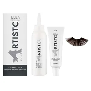 5,7 коричневий Фарба для брів та вій, 25 мл + 40 мл Cream Color for eyebrows and eyelashes ARTISTO ELEA Professional
